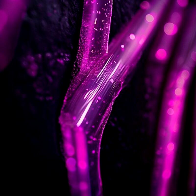 Glowing magenta neon tubing close-up